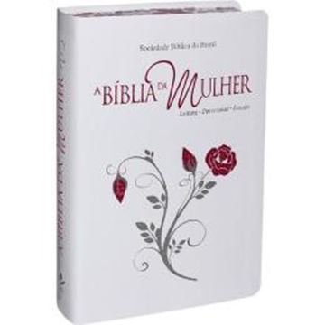 Imagem de A BIBLIA DA MULHER - COURO BONDED BRANCA COM BORDAS FLORIDAS TAMANHO GRANDE