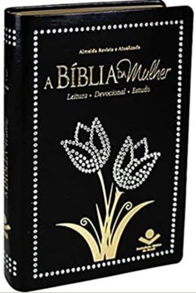 Picture of A BIBLIA DA MULHER - COURO SINTETICO PRETO COM PEDRAS TAMANHO MEDIO